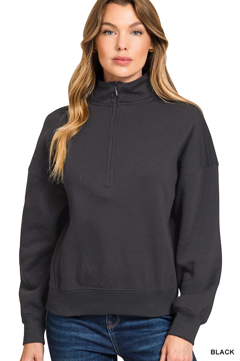 FLEECE HIGH NECK HALF ZIP SWEATSHIRTS