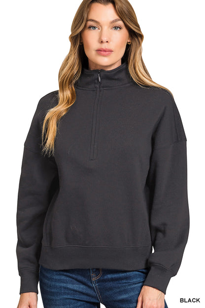 FLEECE HIGH NECK HALF ZIP SWEATSHIRTS