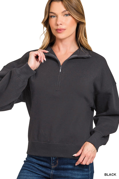 FLEECE HIGH NECK HALF ZIP SWEATSHIRTS
